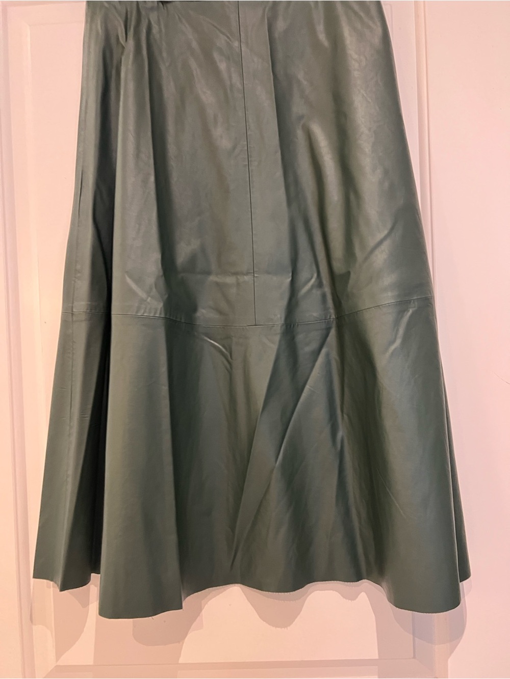 Zara Olive Faux Leather Midi Skirt